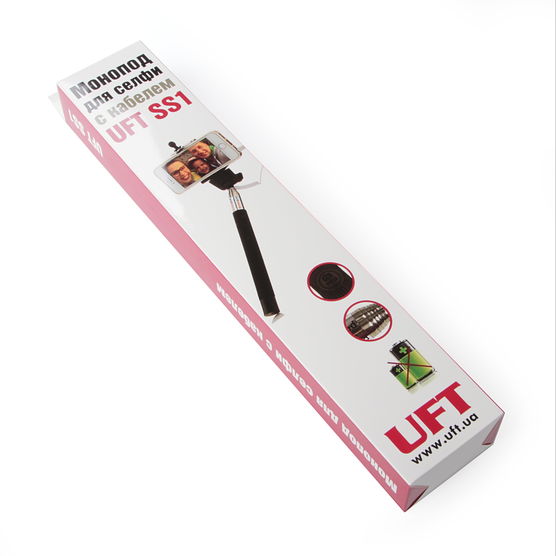 Фото 1 Монопод для селфи, селфи стик со шнуром UFT SS1 Pink