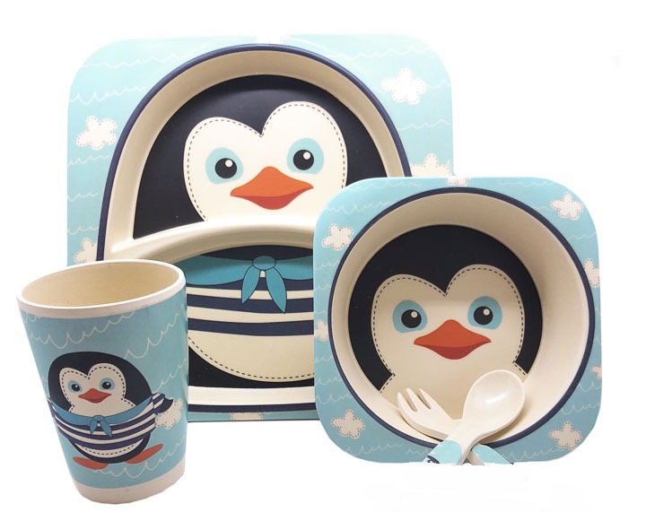 Фото 2 Детская бамбуковая посуда Пингвинчик набор из 3 предметов UFTBP5