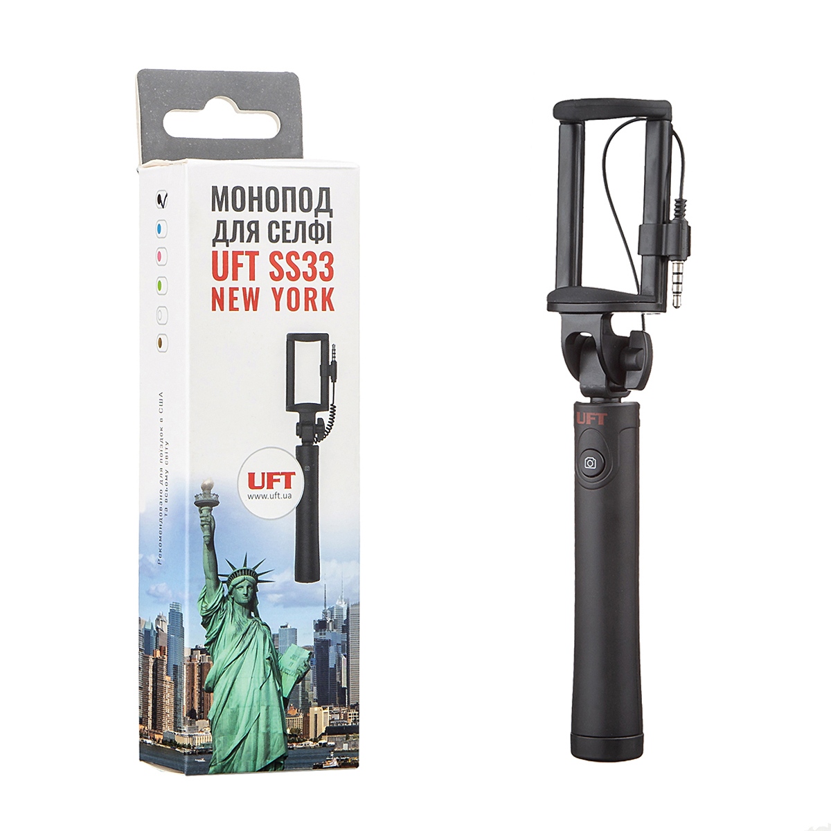 Монопод для селфи cо шнуром SS33 NEW-YORK Selfie Stick Black