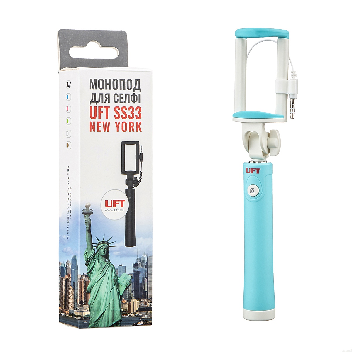 Монопод для селфи cо шнуром SS33 NEW-YORK Selfie Stick Blue
