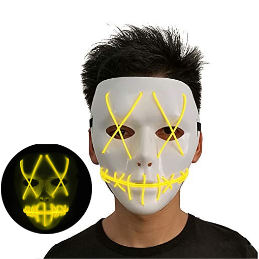 Неоновая Маска для вечеринок с подсветкой LED Mask 1 Yellow