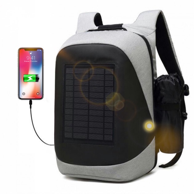 Рюкзак антивор с солнечной батареей Bordo, USB SBP1 Solar Backpack Black/Grey