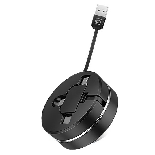 Телескопический USB кабель 1м 3 в 1 Lightning + Micro USB + Type-C компактный SC2