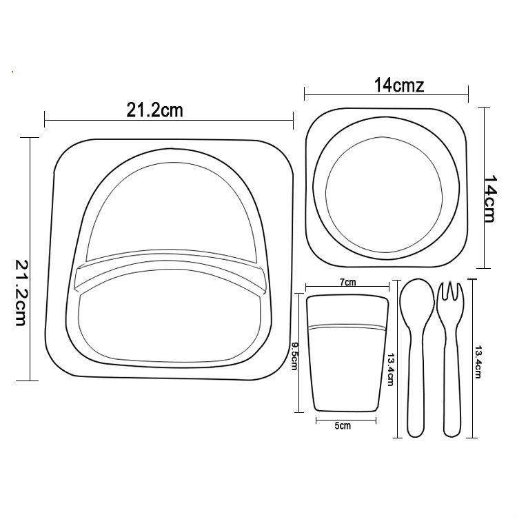 Фото 1 Детская бамбуковая посуда Сова, набор из 2-х тарелок, чашки, ложки и вилки UFTBP1