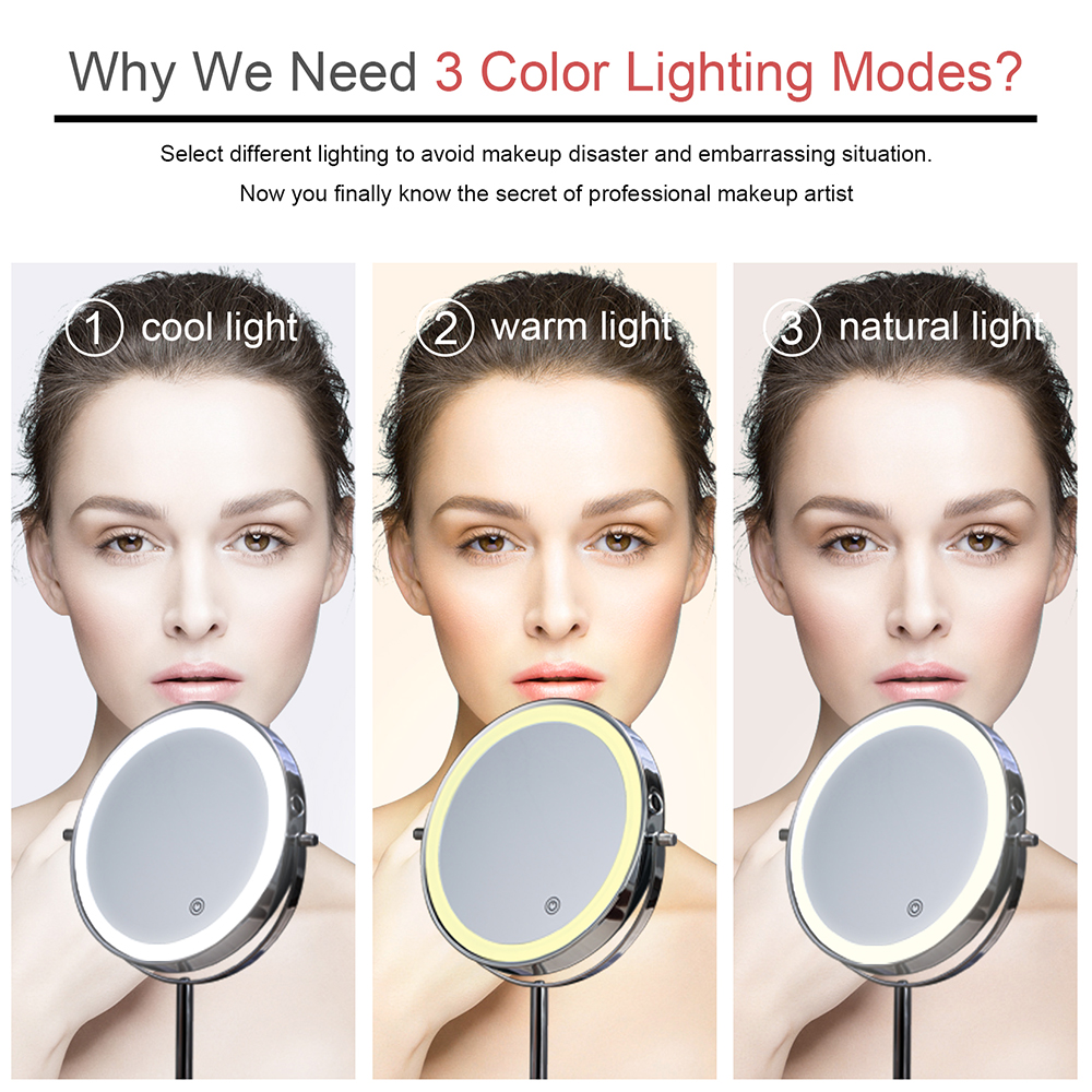 Фото 8 Зеркало с LED подсветкой для макияжа с аккумулятором UFT LED Cosmetic Mirroir UFTCM1