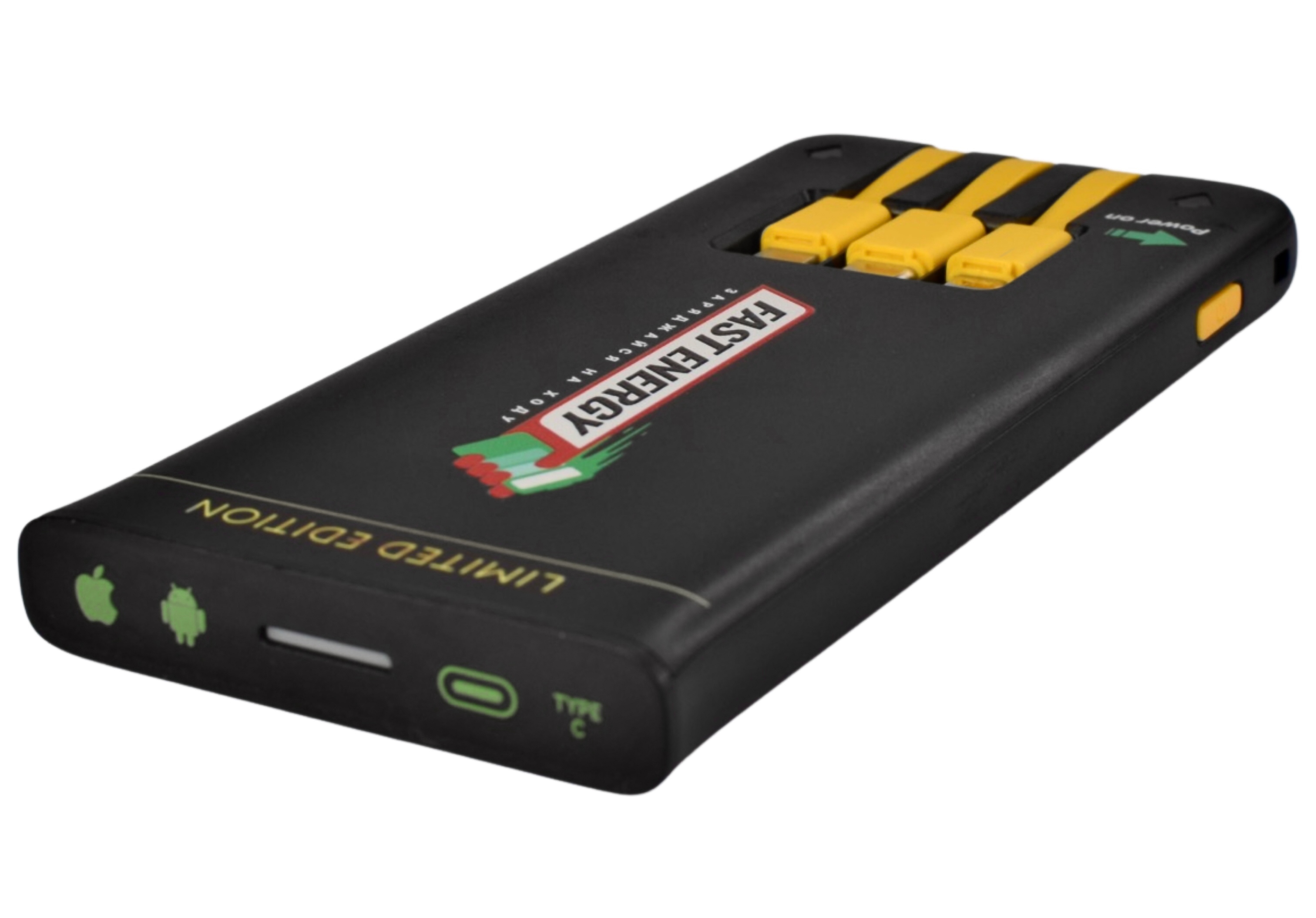 Фото 3 Повербанк 5000 mAh со встроенными кабелями Micro USB / Lightning / Type-C Fast Energy UFT SP5000 Black