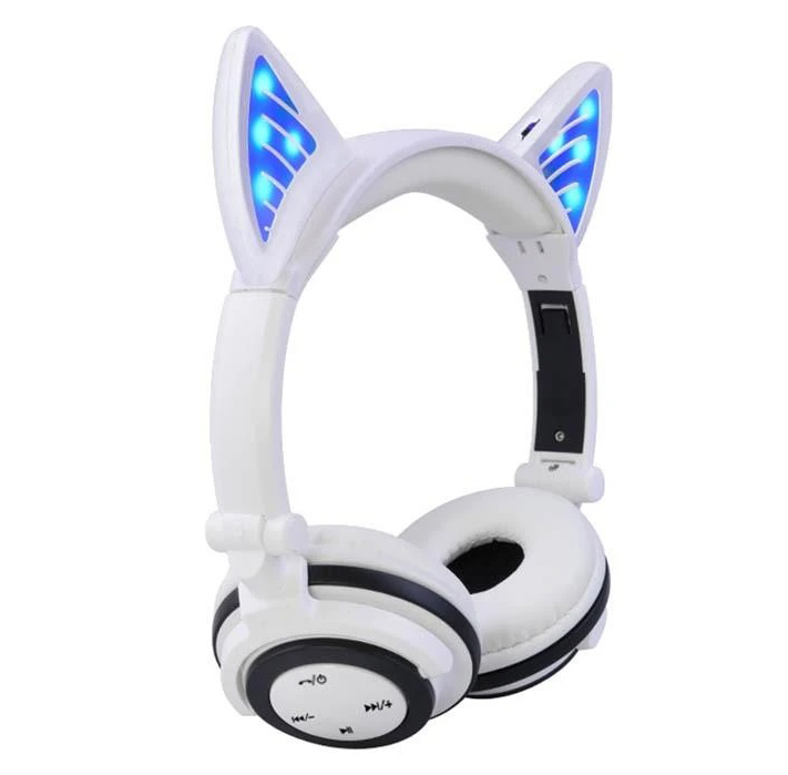 Светящиеся Bluetooth наушники с кошачьими ушками UFT BL107 White