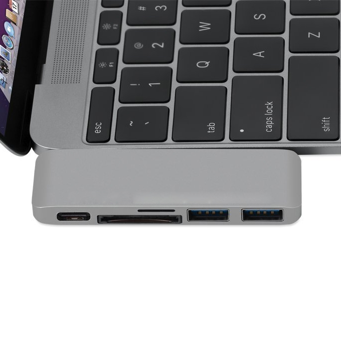 Фото 1 USB hub Type-C переходник адаптер 5 в 1 USB 3.0 / SD MicroSD UFT HT1 Aluminum