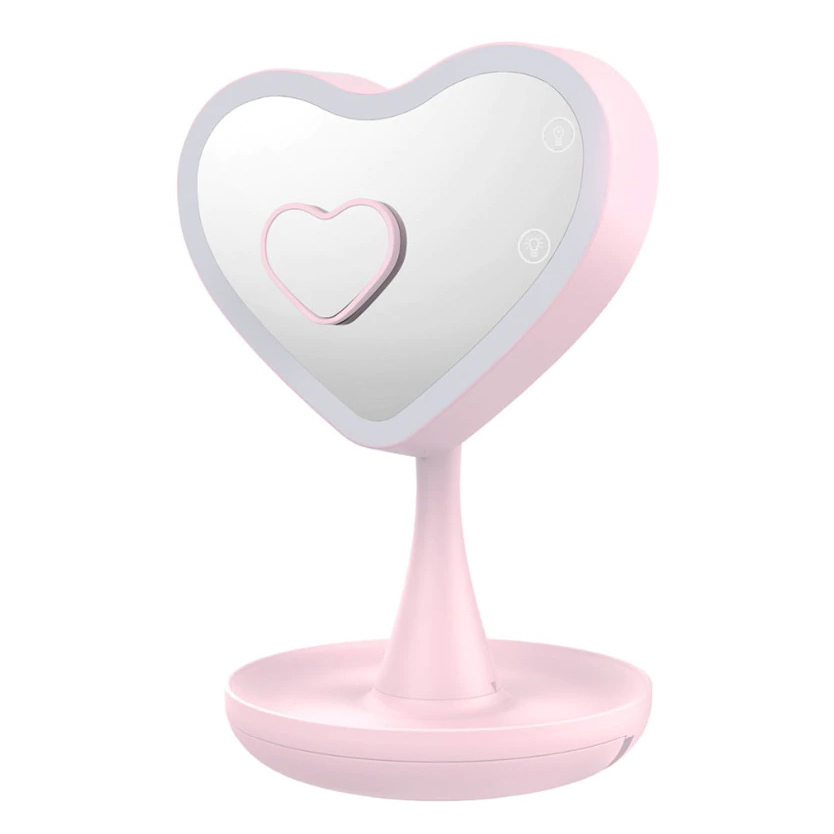 Зеркало с LED подсветкой для макияжа Сердце UFT Mirroir Heart Pink