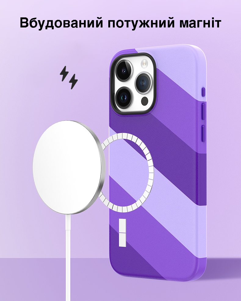 Фото 5 Цветной чехол для iPhone 15 Pro с магнитом MagSafe VOKAMO Purple