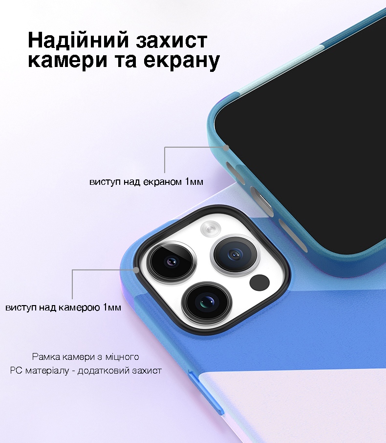 Фото 5 Цветной чехол для iPhone 15 Pro с магнитом MagSafe VOKAMO Blue