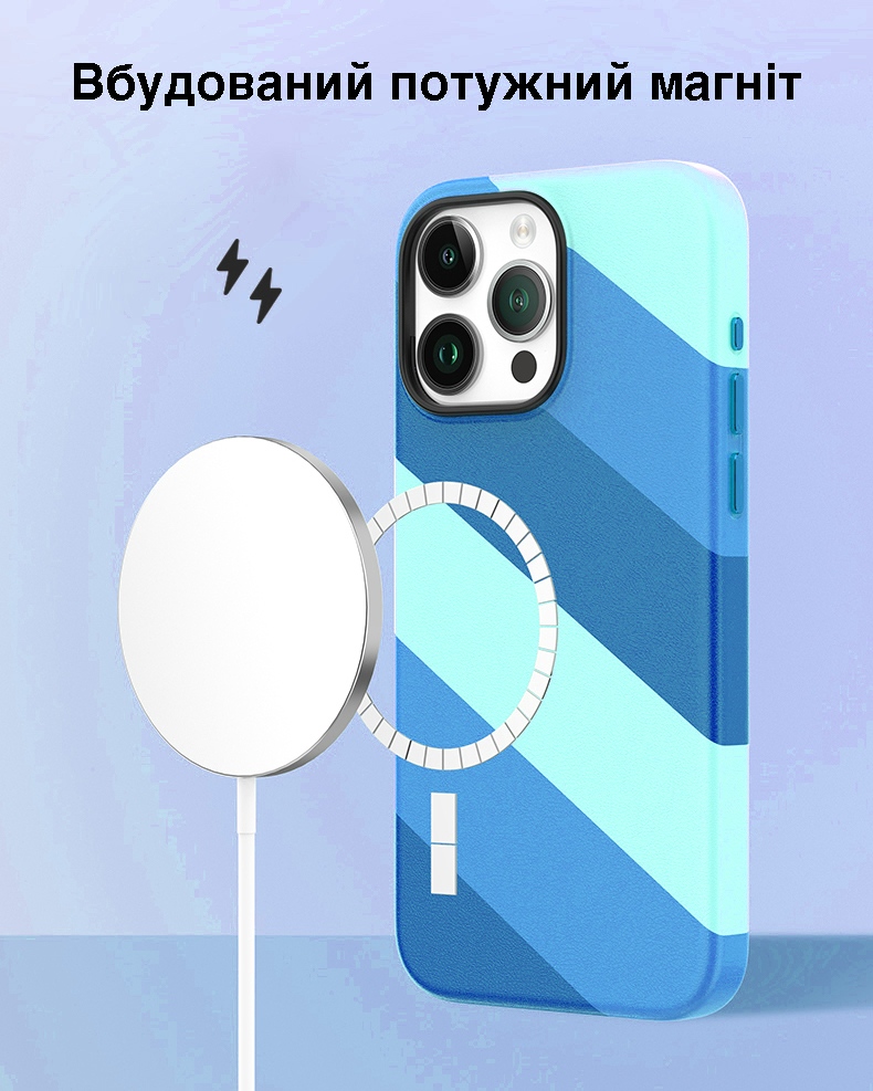 Фото 4 Цветной чехол для iPhone 15 Pro с магнитом MagSafe VOKAMO Blue