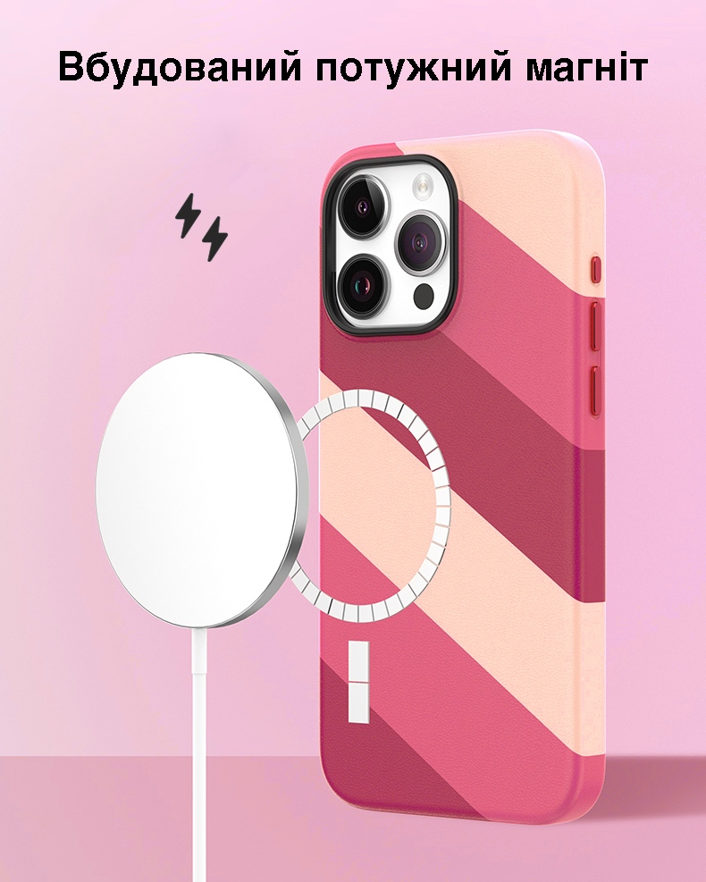 Фото 4 Цветной чехол для iPhone 15 с магнитом MagSafe VOKAMO Pink