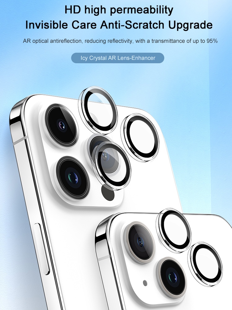 Фото 9 Защитное стекло для камеры iPhone 15 Pro/15 Pro Max VOKAMO Icy Crystal AR Lens-Enhancer