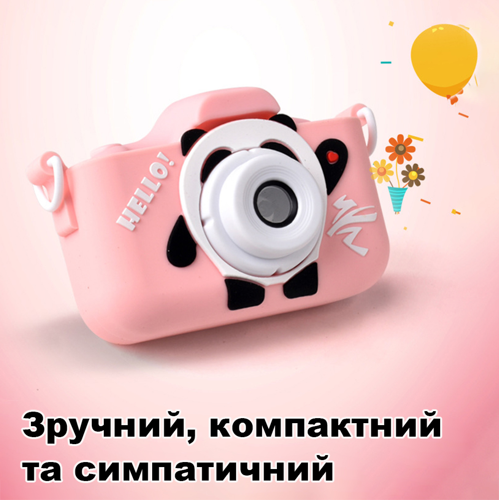 Фото 4 Детская фотокамера панда UFT F3 Panda Pink с силиконовым чехлом